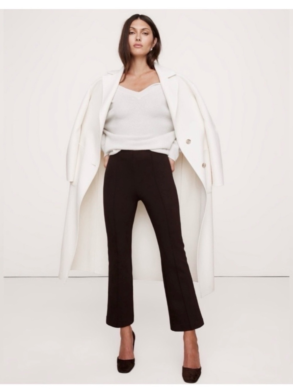 Banana Republic Dark Brown Ponte Crop Flare pants NWT